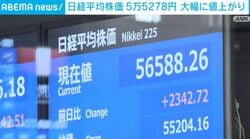 日経平均株価 5万5278円 大幅に値上がり