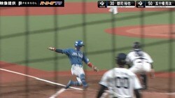 なんで間に合うんだ…！？ギャンブルスタート→出直しタッチアップで“神速ホームイン”の瞬間　日本ハム・五十幡亮汰の“脅威の足”がヤバすぎると話題