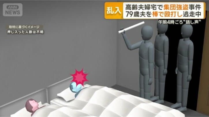 男性が複数回殴打される