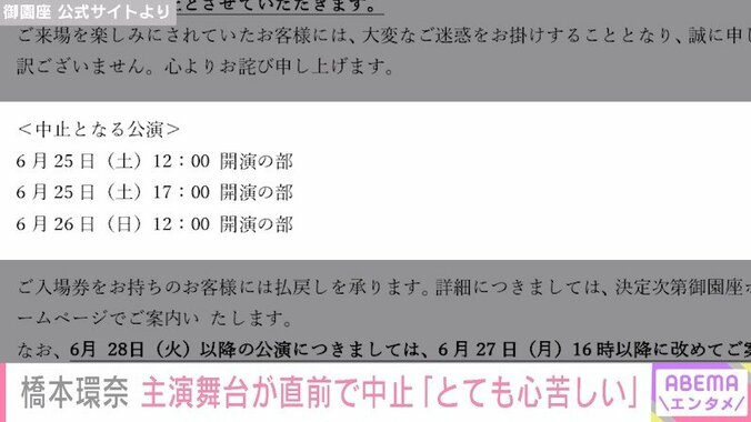 「とても心苦しい」橋本環奈、開演直前で中止発表に無念の思い 1枚目