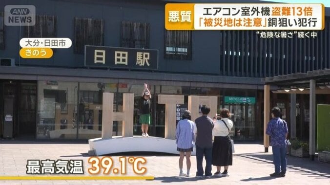 最高気温39.1℃を記録した大分・日田市
