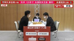 永瀬拓矢王座、阿久津主税八段下し初戦突破 午後2時から藤井聡太竜王と対戦／将棋・朝日杯