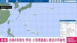 台風8号発生 伊豆・小笠原諸島に接近の可能性