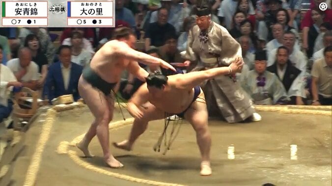 「めっちゃ腫れてる」横綱・大の里“撃破”も安青錦の足が…カメラが捉えた左足の腫れに心配の声相次ぐ 3枚目