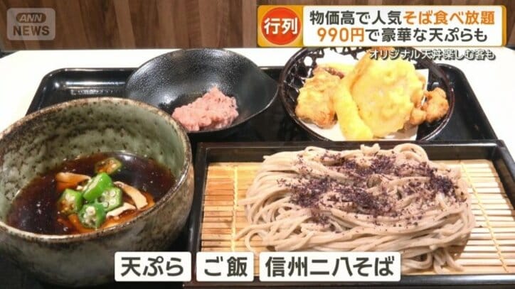 天ぷら・ご飯・信州ニ八そば食べ放題