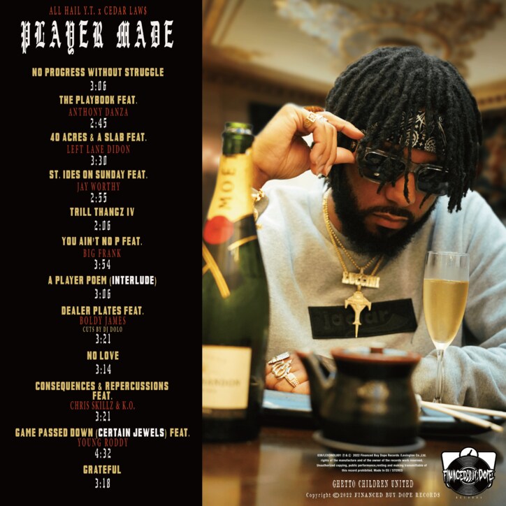 東海岸デラウェア州の名ラッパーAll Hail Y.T.と、日本人ビートメイカーCedar Law$による、メロウネス溢れるコラボアルバムが待望のレコード化！