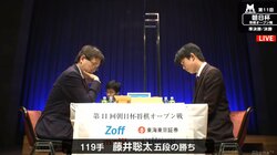 注目の初対決は藤井聡太五段が勝利！羽生善治竜王下す　午後2時半ごろから中学生初優勝かけ決勝へ