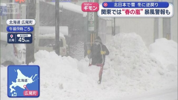 1日で、40センチ以上積雪が増えた