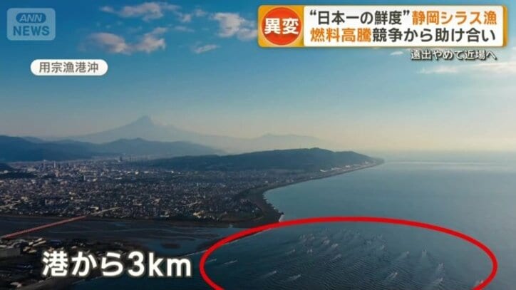 港から近い約3kmの漁場