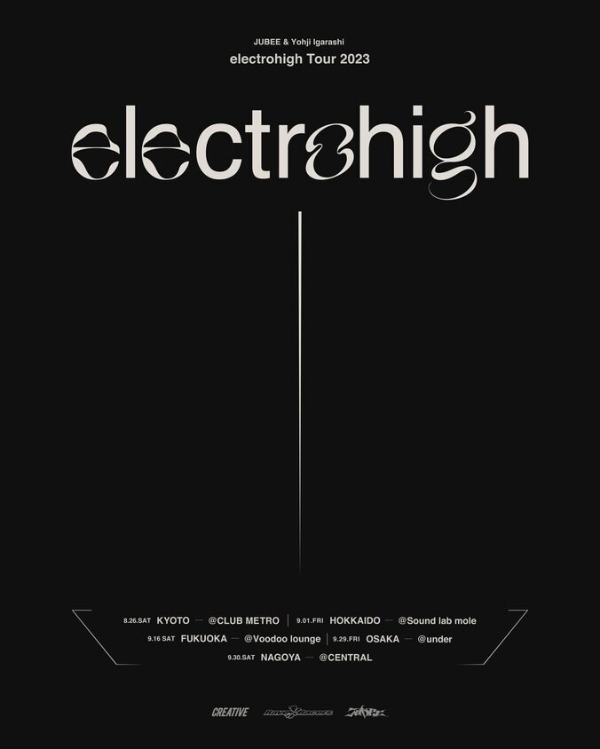 ラッパーJUBEE(CreativeDrugStore / AFJB / Rave Racers)とプロデューサーYohji IgarashiによるコラボレーションEP『electrohigh』がデジタルリリース。 2枚目