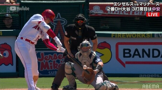 大谷翔平、タイムリー 今日もマルチヒットで月間3割見えた 解説の岩本氏も「うまく打ちましたねえ！」 1枚目