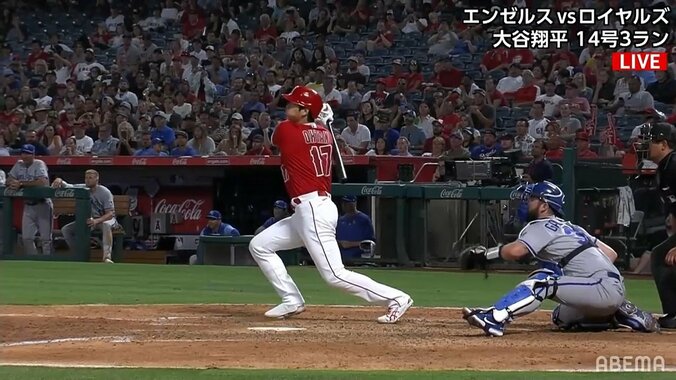 大谷翔平の流れを変える14号3ランに視聴者も喜び爆発「待ってましたーーー」「久々気持ちいいぇえええ」「無理、泣く」 1枚目