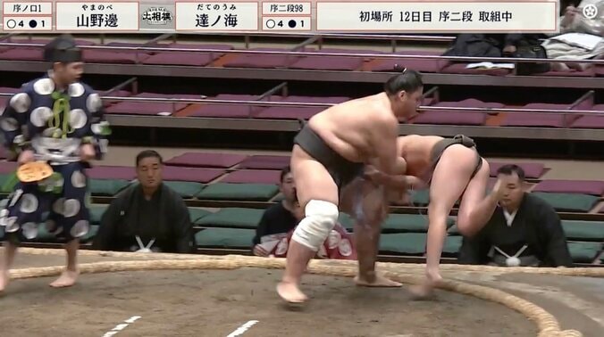 「ぶん投げられた！」若手力士の取組で衝撃結末
