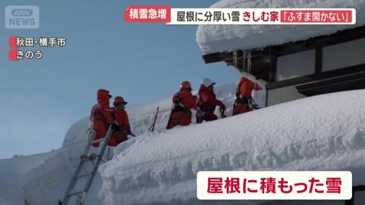 屋根に積もった雪