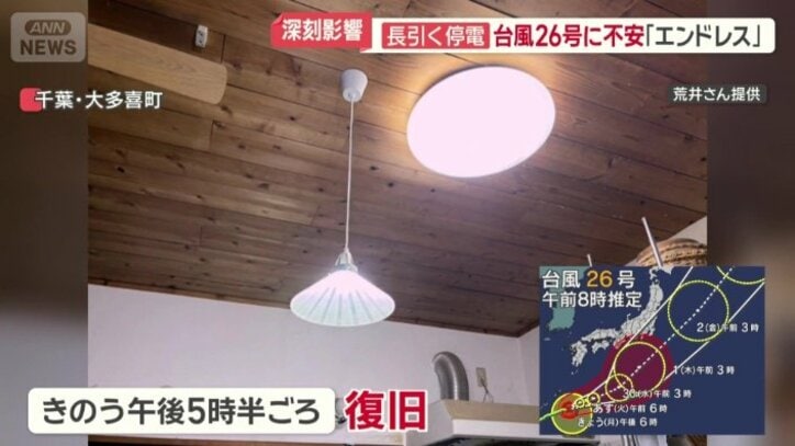 27日午後5時半ごろに電気が復旧
