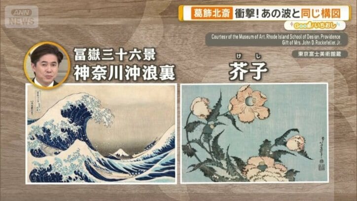 「富嶽三十六景神奈川沖浪裏」と同じ構図