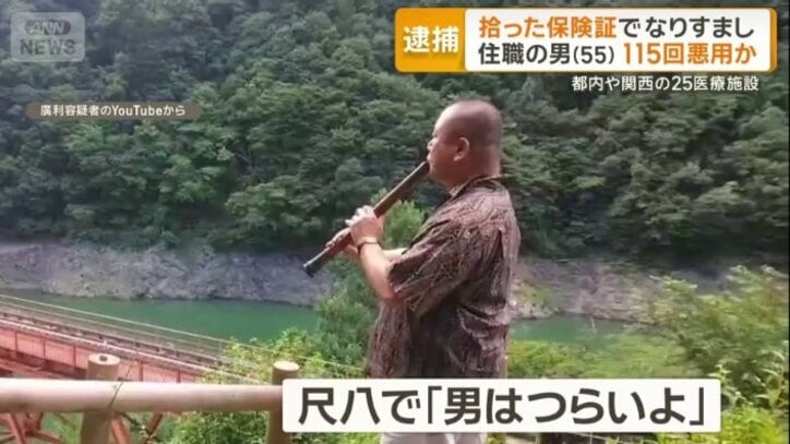 尺八を演奏する住職