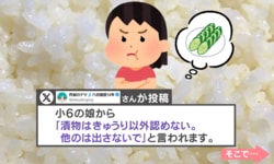 「きゅうり以外は認めない！」→小6娘の強烈な一言から始まった“白米の相棒”お漬物論争が話題