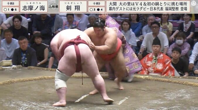 土俵を割る直前の剣翔