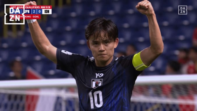 10番＆主将で輝いた久保建英、海外サイトで“衝撃採点”「信じられないワールドクラスのアシスト」「容赦なく突進」インドネシア戦の３ゴール関与をAFC公式も大絶賛 4枚目