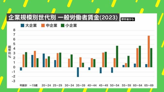企業規模別世代別 一般労働者賃金