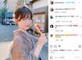 有村藍里、だいすきな和菓子を手にした着物ショットを公開「べっぴんさん」「可愛い天使」の声