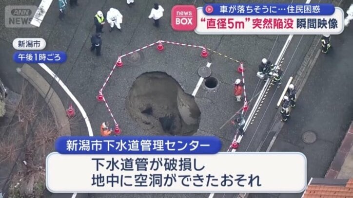 下にある下水道管が破損し地中に空洞ができた恐れ
