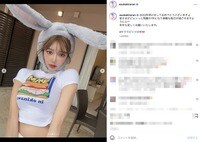 明日花キララ、極細ウエスト露わなウサギ姿で新年のあいさつ「皆さまがピョンっと飛躍の1年に」