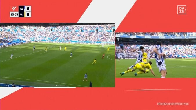 嘘だろ？久保建英を襲う“ダブルスライディング”にファン衝撃「何人マークに来るんだよ」キレキレカットインにDF2枚が滑り込む連続タックルの瞬間 4枚目