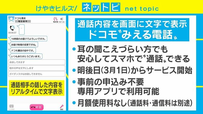 通話内容をリアルタイムで文字表示、ドコモ「みえる電話」が本格スタートへ 2枚目
