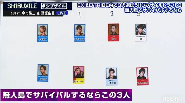 今市隆二＆登坂広臣が無人島に連れて行くなら誰！？あの人を指名「ごはんとか取ってきてくれそう」