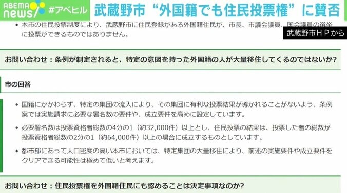 “外国籍の住民も可”武蔵野市の住民投票条例案に賛否 法的拘束力はない一方で“納得感”の問題も 3枚目
