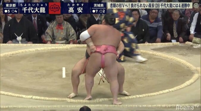 2敗の高安は貴景勝にピタリ　千代大龍を差し合いの末に寄り切って8勝目 1枚目