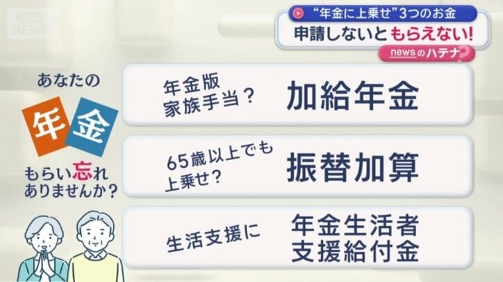 申請しなければ年金に上乗せされないお金3つ