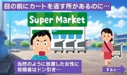 スーパーでカートを放置…注意した男性の“一言”に賛否両論「偉い！煽りも最高」「自分なら相手しない」