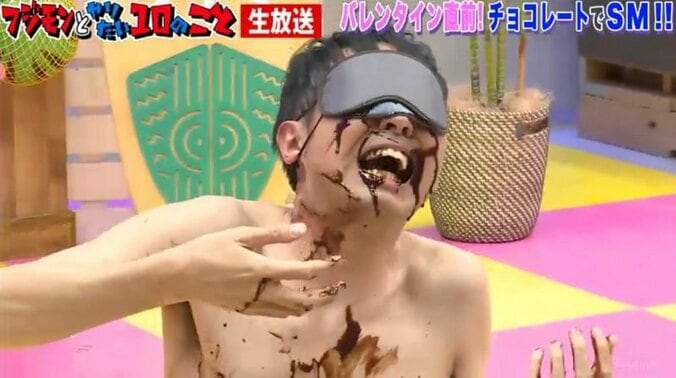 アンガールズ田中、『フジモンが芸能界から干される前にやりたい10のこと』でSMプレイを希望しチョコまみれに 3枚目