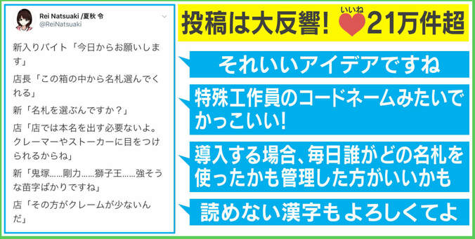 「怖い人かも…」“強そうな苗字”の名札はクレーム対策に有効？ 臨床心理士「表情などの工夫も必要」 1枚目