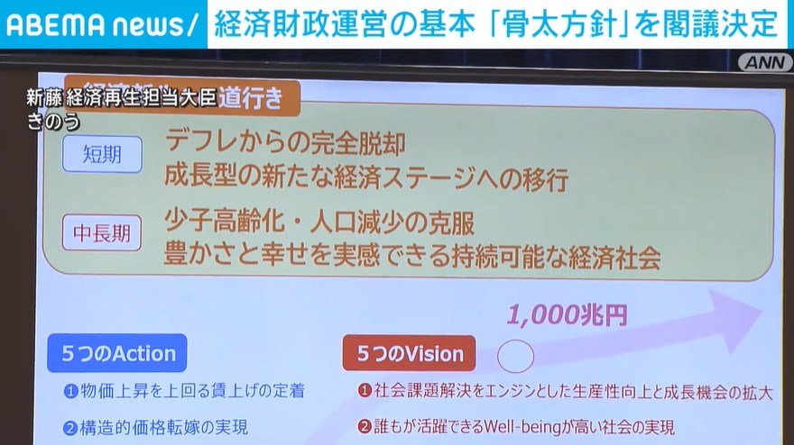 政府、経済財政運営の基本「骨太方針」を閣議決定 | 政治 | ABEMA TIMES | アベマタイムズ