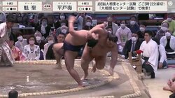 絶体絶命から“珍手”の逆転劇に館内騒然「今の何だ！？」「すごい技」「決まり手、イナバウアー？」視聴者も困惑