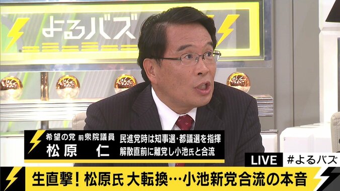 希望の党・松原氏「力なき正義は無効だ」　「ムードで動く政治は危険」「重大な裏切り」と厳しい指摘も 1枚目