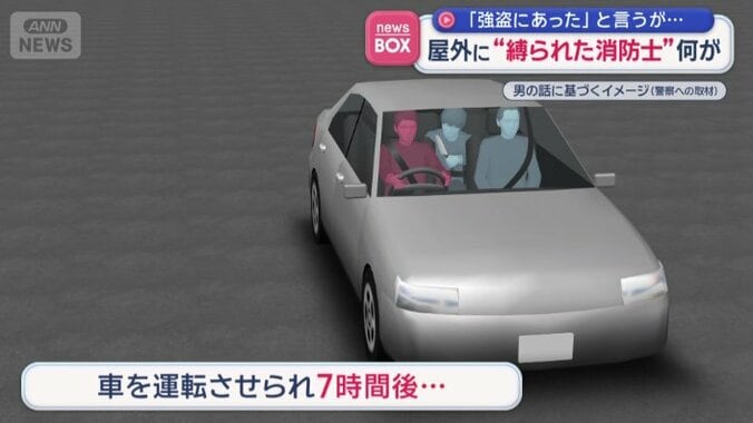 2人組に車を運転させられ、7時間後に解放