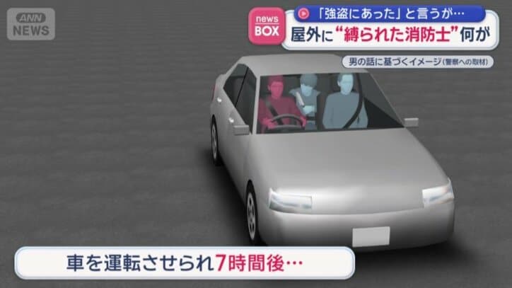 2人組に車を運転させられ、7時間後に解放