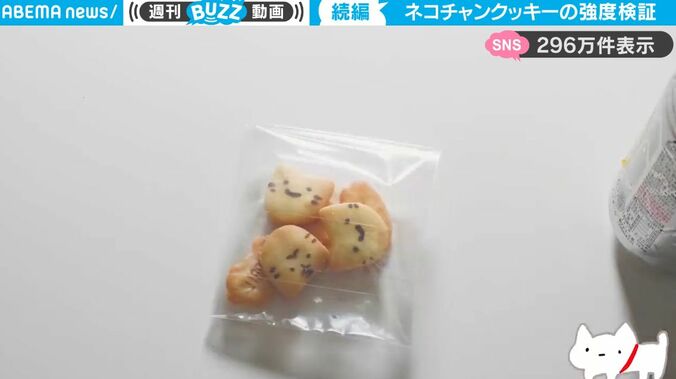 可愛らしい“ネコチャンクッキー”は割れずに無事に相手に届けられるのか？緻密に計算された謎の検証動画にツッコミつつも最後まで見ちゃう人続出 1枚目