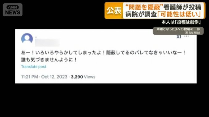 問題となったXへの投稿の一部（現在は削除）