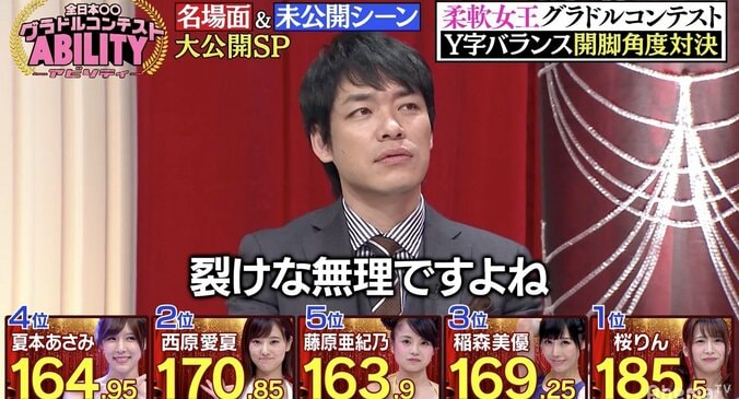 「裂けてます」グラドル桜りん、驚異のY字バランス開脚で圧巻の「180度超え」 2枚目