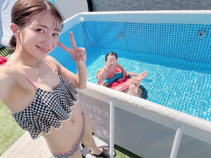  辻希美、水着姿で自宅のプールを満喫「最高やぁぁ」 