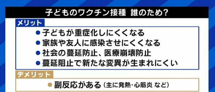 子どものワクチン接種に医師「感染・重症化の予防効果はあるので検討してほしい。ただ、受けたくない人は受けなくていい。そういうコミュニケーションが大切だ」
