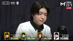 実況「絶対流局」予言を覆す若武者・渡辺史哉のラス牌・親跳満ツモ 先輩も手の平返し「やるじゃないか！」／麻雀・Mトーナメント