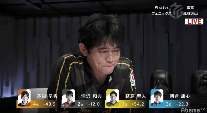 こんな 魅せる麻雀 もある 新 萩原聖人 なりふり構わず逆転勝利ゲット 麻雀 Mリーグ ニュース Abema Times