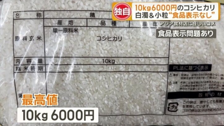 食品表示の欄はスカスカ